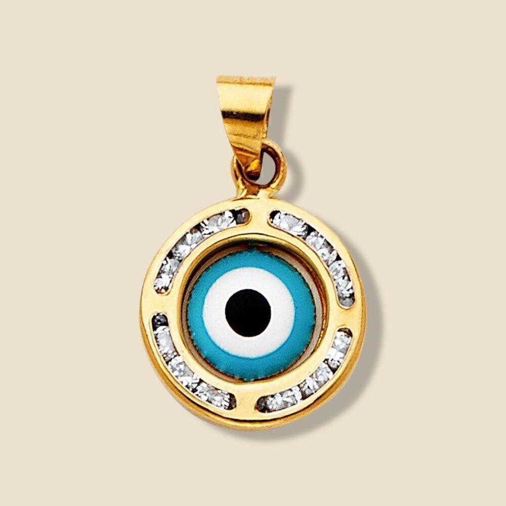 14k Solid Gold Evil Eye Charm | Real Gold Evil Eye Pendant | Birthday Gift |